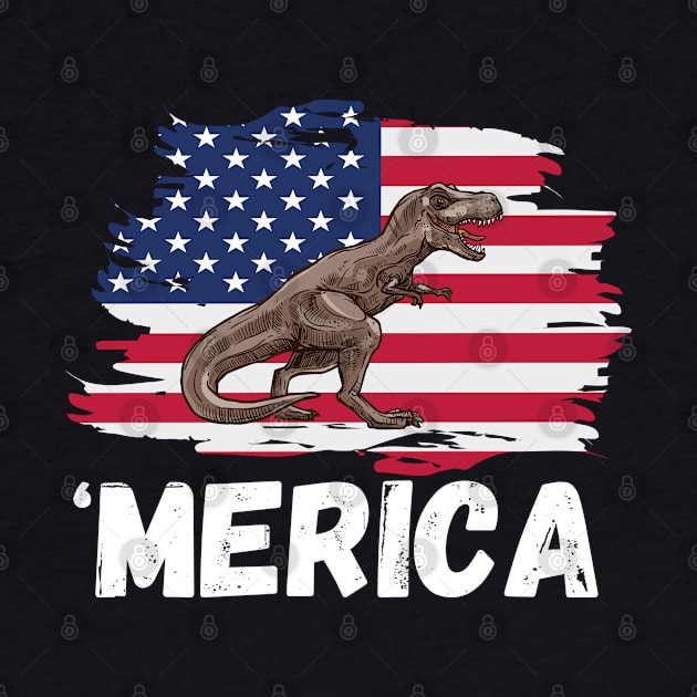 Vintage American flag T-Rex Dinosaur 4th Of July Independence Day Patriotic Party by JustBeSatisfied